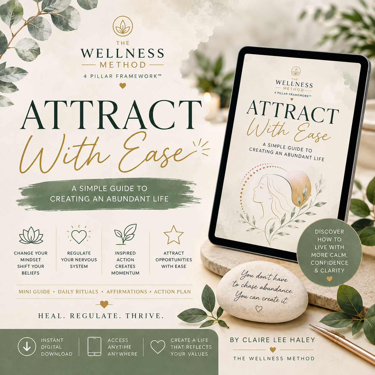 ATTRACT WITH EASE A Simple Guide to Creating an Abundant Life - 15 pages - Instant Download