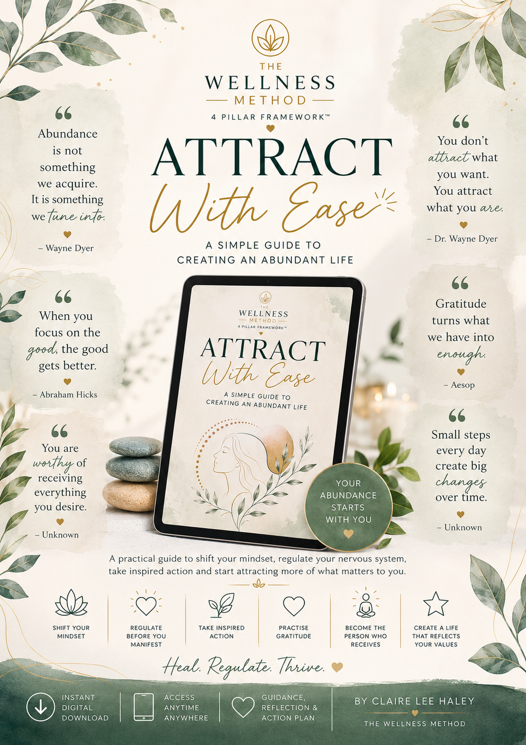 ATTRACT WITH EASE A Simple Guide to Creating an Abundant Life - 15 pages - Instant Download