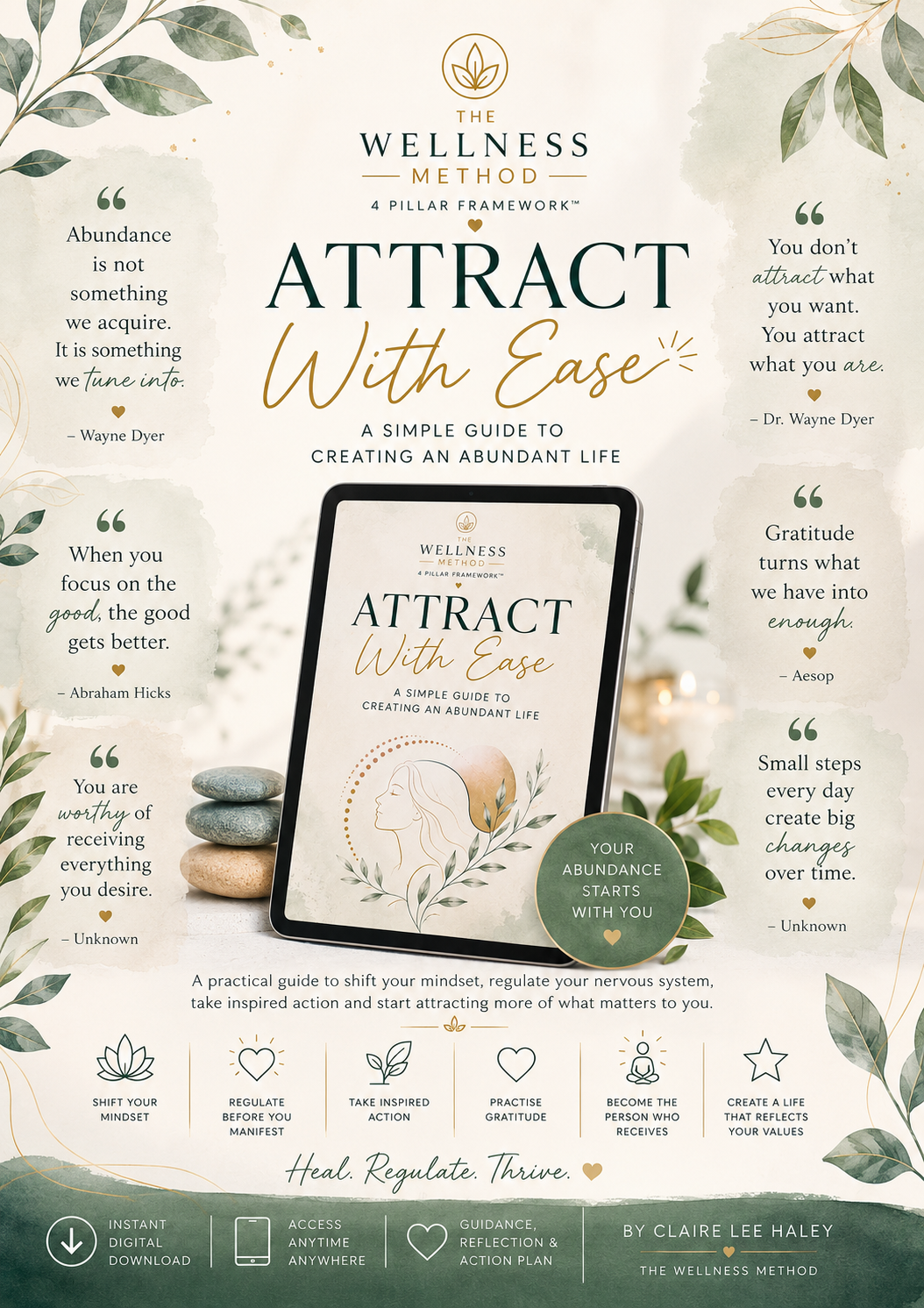 ATTRACT WITH EASE A Simple Guide to Creating an Abundant Life - 15 pages - Instant Download