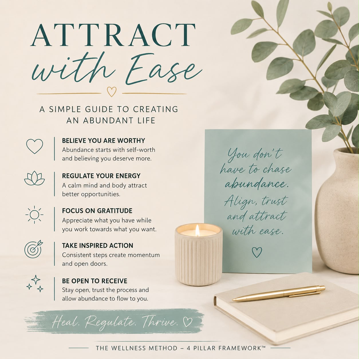 ATTRACT WITH EASE A Simple Guide to Creating an Abundant Life - 15 pages - Instant Download