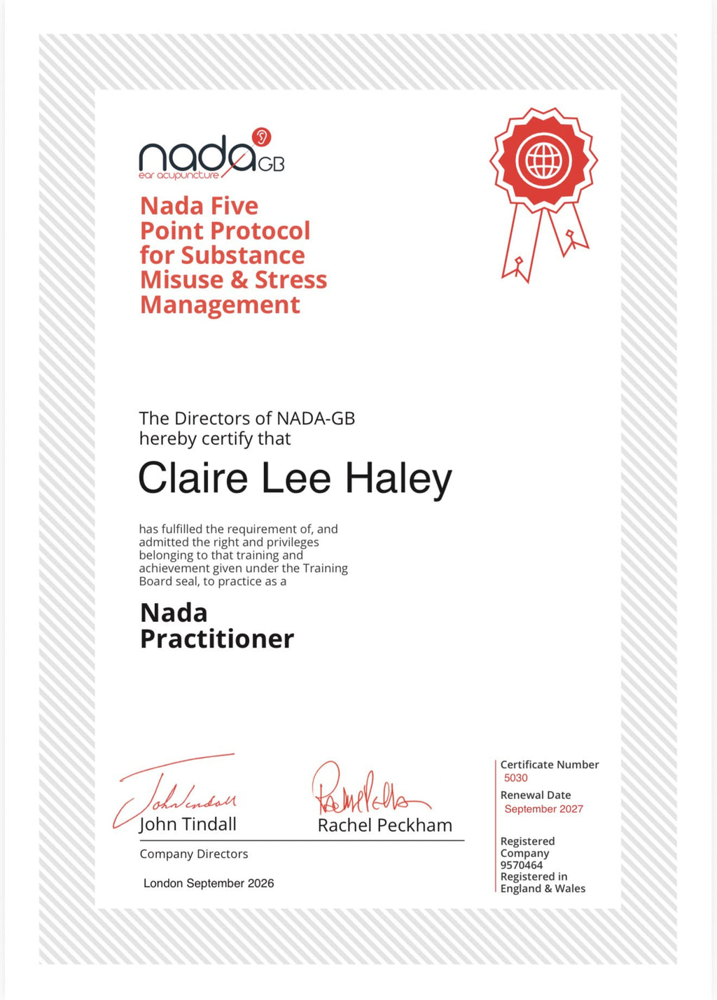 NADA GB Auricular Acupuncture — £35 - Optional to go home with ear seed