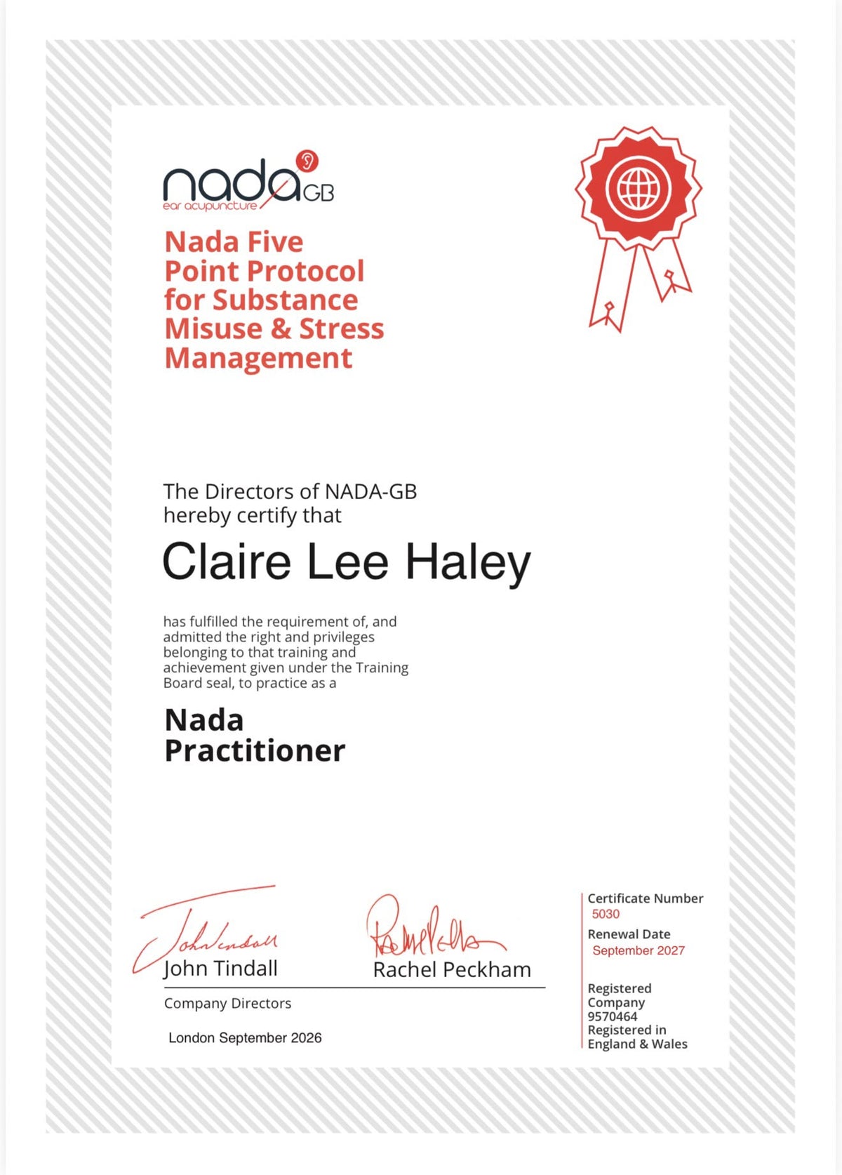 NADA GB Auricular Acupuncture — £35 - Optional to go home with ear seed